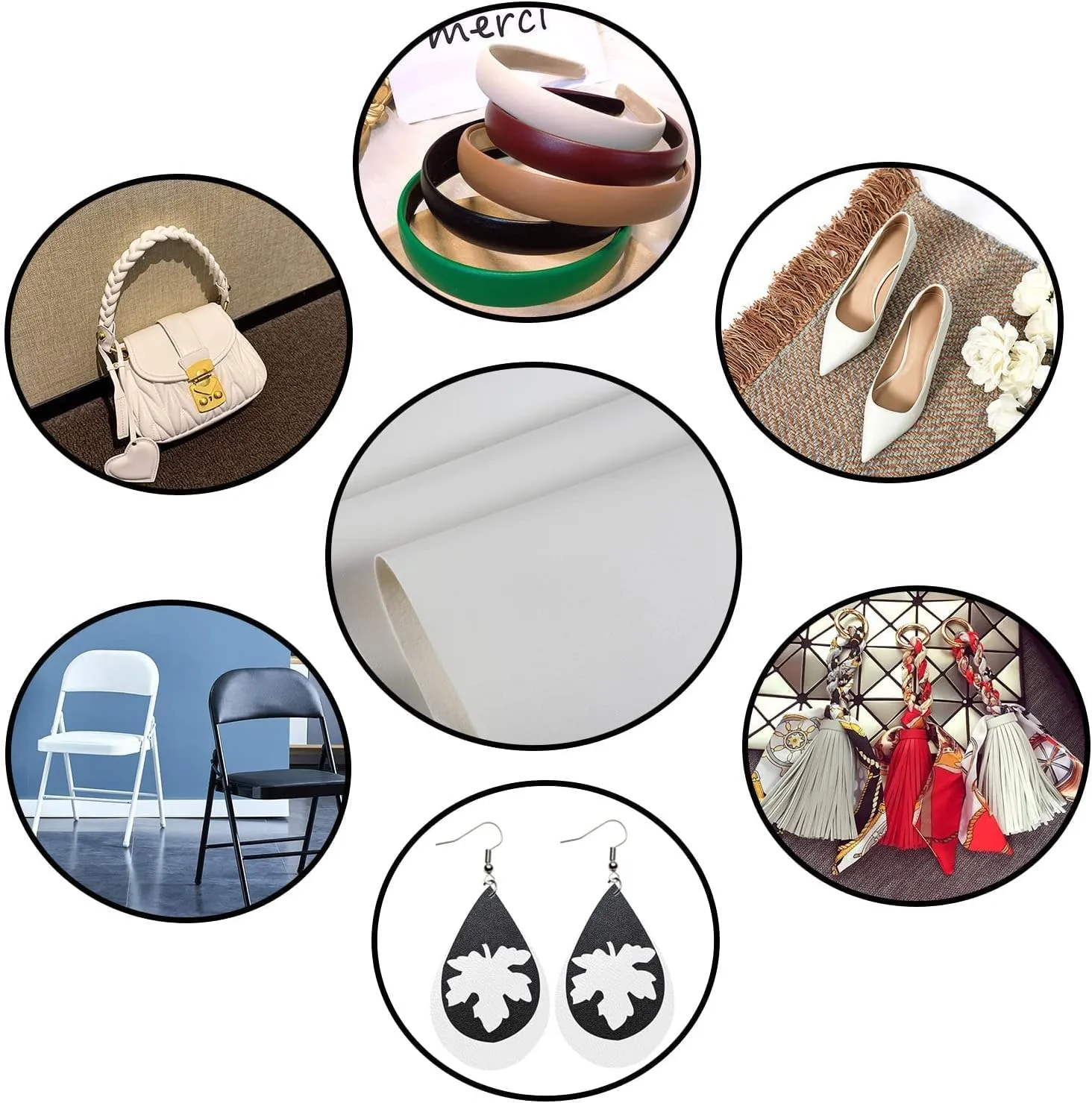 CDY Solid Color White Faux Leather Sheets 13.8"X53" Smooth PU Synthetic Leather Roll Perfect for Crafts Handbags Wallets Jewelry Earrings Bows Making (White)