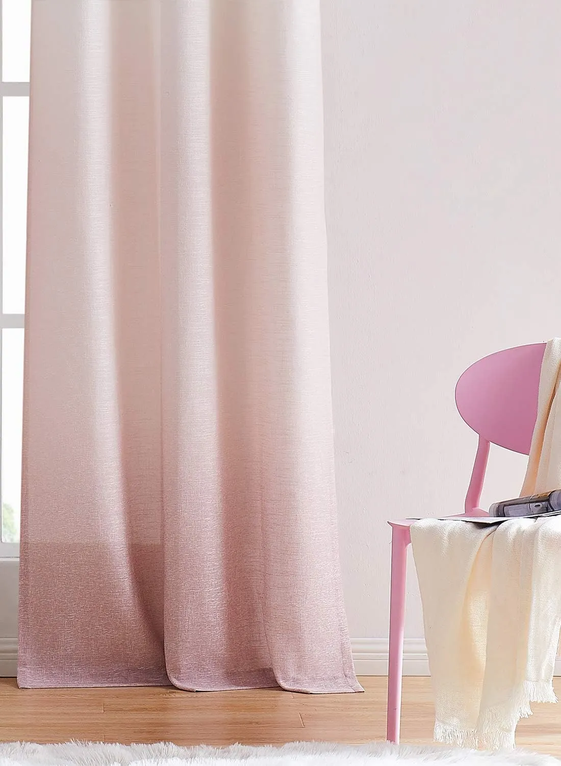 Central Park Ombre Window Curtain Panel Linen Gradient Print on Rayon Blend Fabric Drapery Treatments for Living Room/Bedroom, Cream White to Pink Dust Rose, 40" x 84", Set of 2