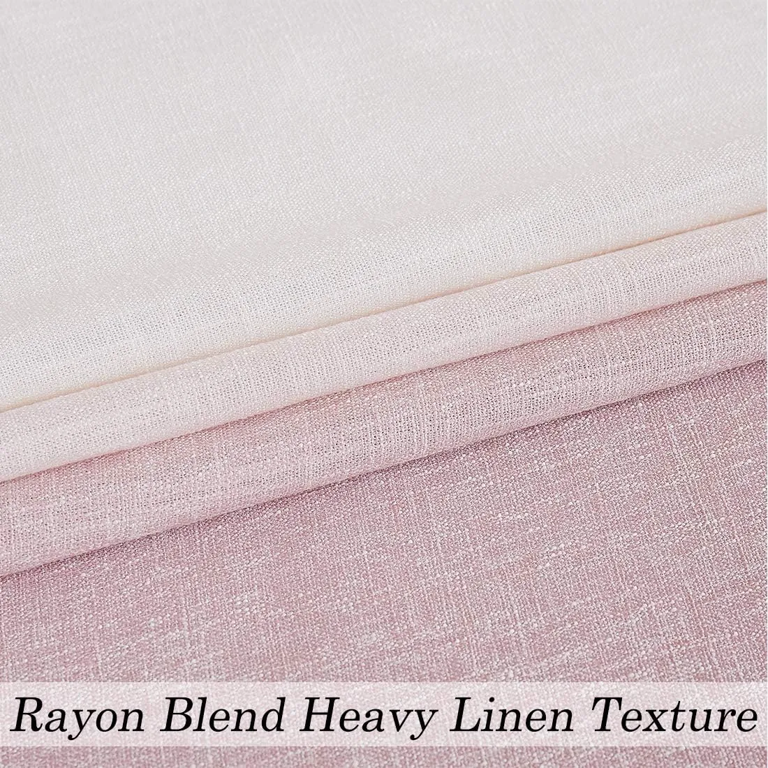 Central Park Ombre Window Curtain Panel Linen Gradient Print on Rayon Blend Fabric Drapery Treatments for Living Room/Bedroom, Cream White to Pink Dust Rose, 40" x 84", Set of 2