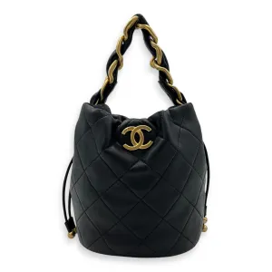 Chain is More Black Bucket Bag in Calfskin, Gold hardware