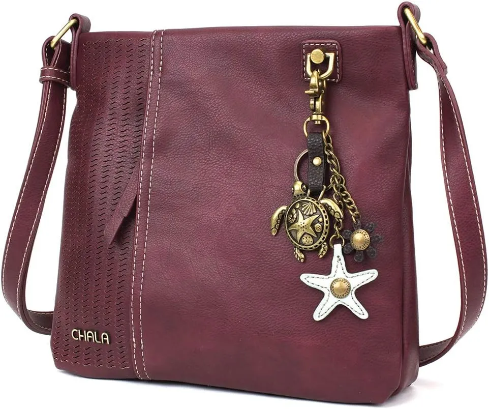CHALA Laser Cut Crossbody Faux Leather Plum