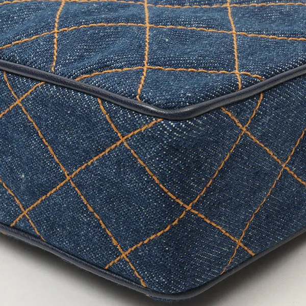 Chanel Around 1997 Made Denim Turn-Lock Mini Chain Bag Indigo