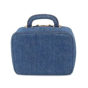 CHANEL Vanity 2way Hand Shoulder Bag Denim Blue A07061 Gold Metal Fittings Vintage