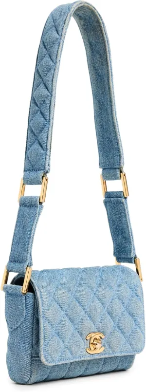 CHANEL Women's Pre-Loved Chanel Blue Denim Shoulder Mini Bag