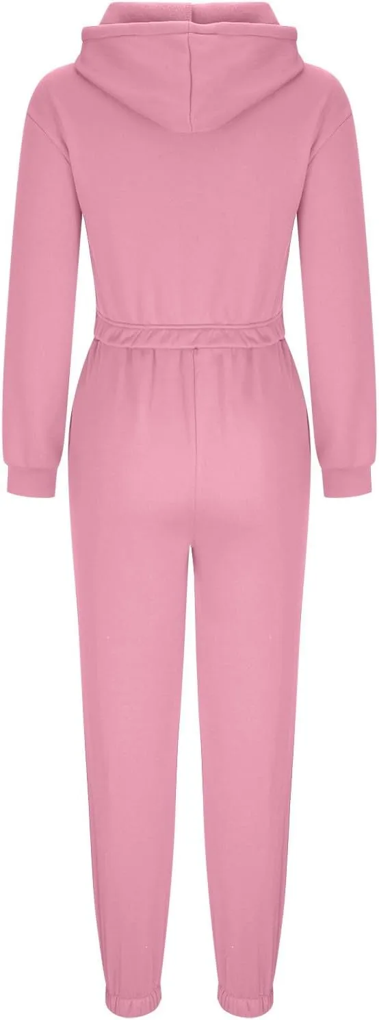 Charella Two Piece Sweatsuit Outfits for Women's Solid Pullover Hoodies Drawstring Cinch Bottom Trousers Sets With Pocket
