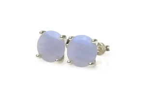 Charming Lace Agate Earrings - Blue Gemstone Sterling Silver Jewelry - Simple Stud Crystal Earrings for Everyday Wear - Delicate Handmade Accessories - with Box