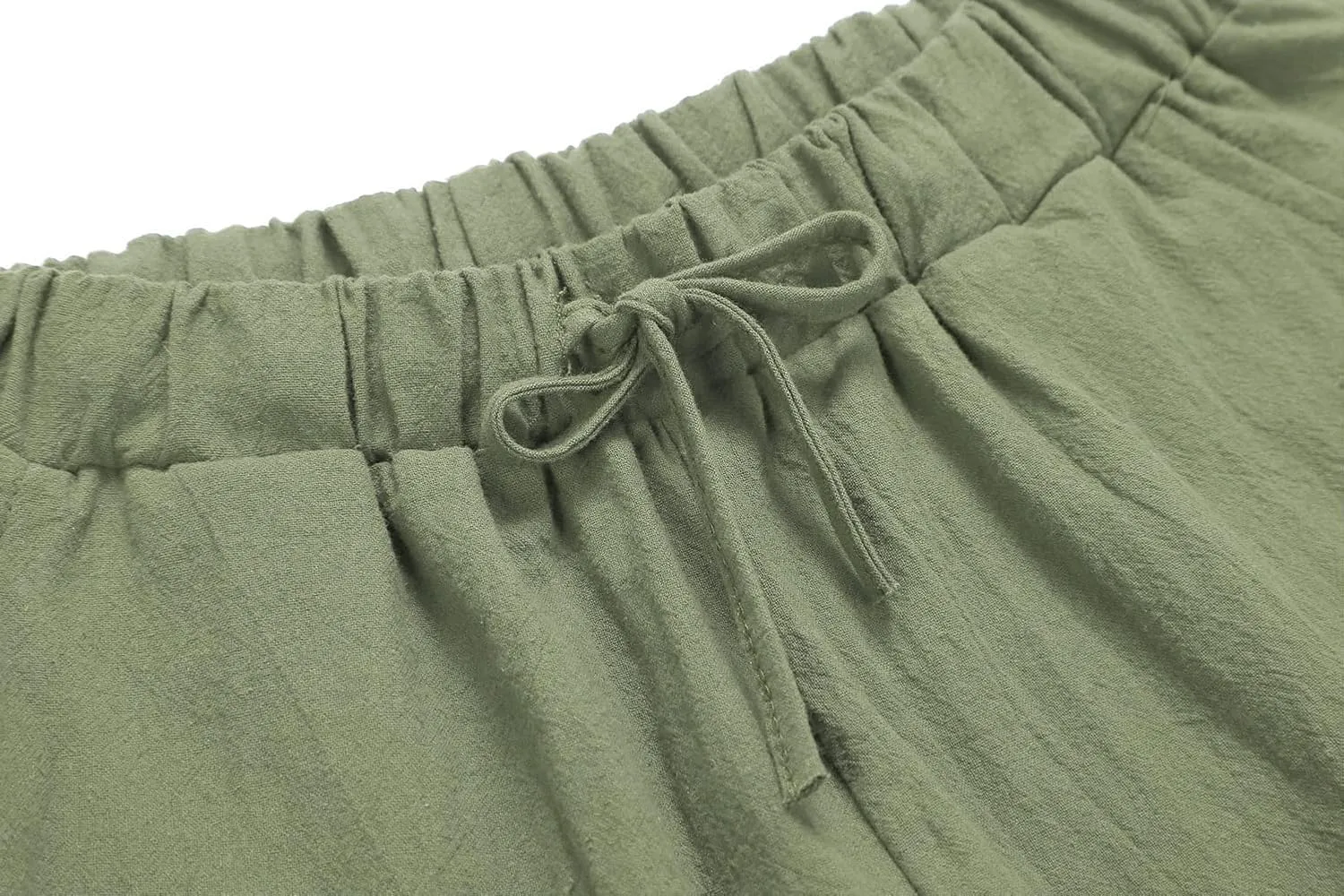 CHARTOU Women's Summer Drawstring Waist Wide Leg Loose Cotton Linen Palazzo Pants