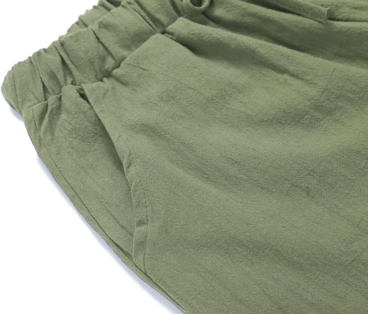 CHARTOU Women's Summer Drawstring Waist Wide Leg Loose Cotton Linen Palazzo Pants