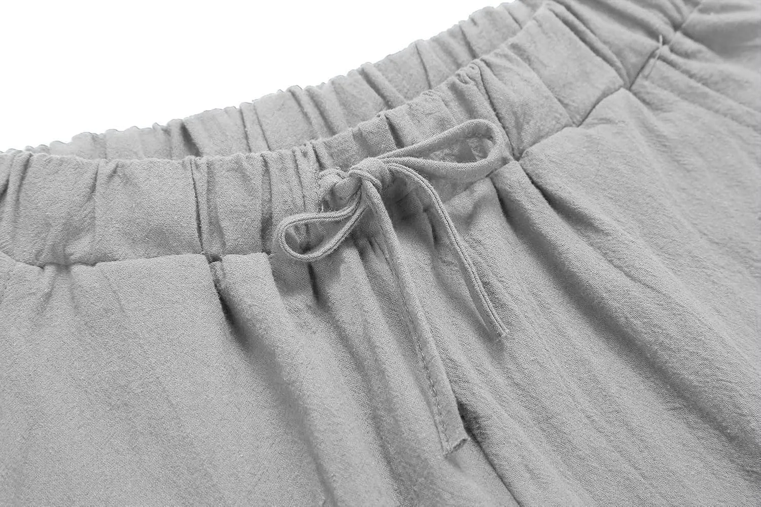 CHARTOU Women's Summer Drawstring Waist Wide Leg Loose Cotton Linen Palazzo Pants