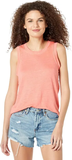 CHASER Linen Jersey Raw Edge Muscle Tank