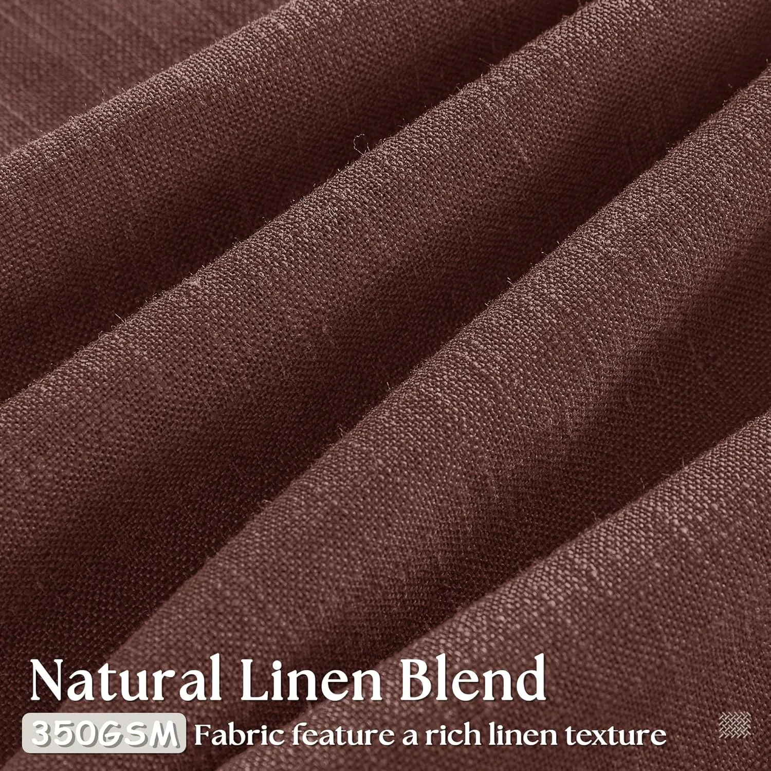 Chestnut Brown 84 Inch Pinch Pleated Linen Curtains 2 Panel Set for Living Room Thick Linen Textured Drapes 84 Inches Long Pinch Pleat Drapes Semi Sheer Curtain for Dining Bedroom Office Rust Maroon