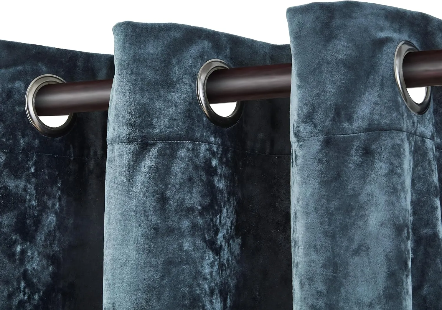 Chezmoi Collection Lux Storm Blue Crushed Velvet Curtains, 2 Panel Set, Room Darkening Distressed Velvet Grommet Top Curtain, 50" W x 96" L for Living Room Bedroom Window Drapes