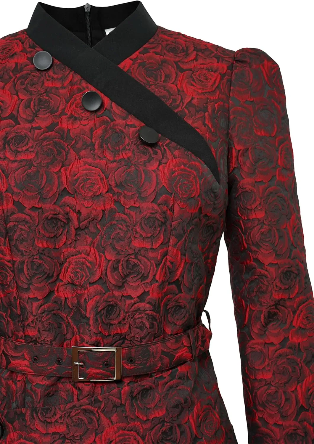 CHIC STAR Womens Embossed Jacquard Buttons Dress