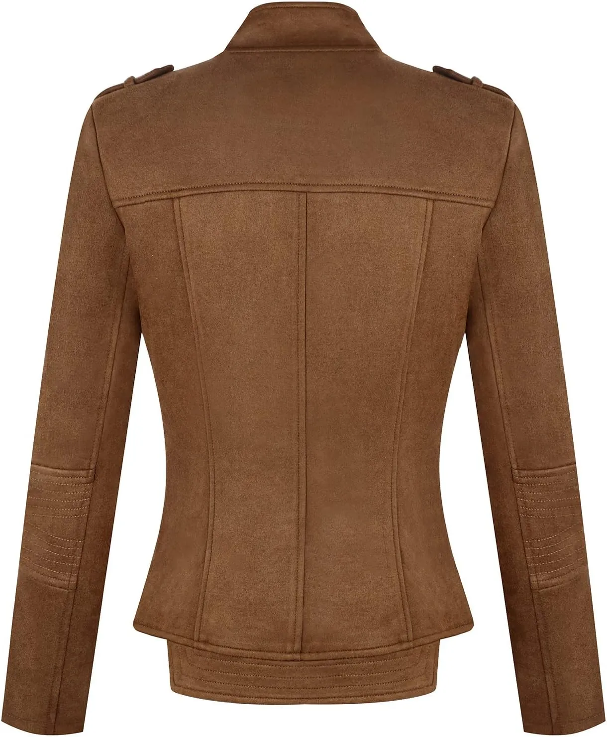 chouyatou Women's Candy Color Asymmetric Zip Slim Faux Leather Cropped Moto Jacket