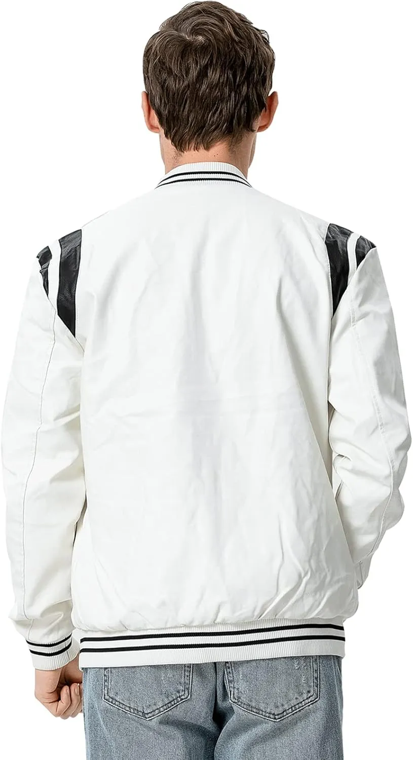 chuida Mens Stand Collar leather jacket Motorcycle Lightweight leather jacket men Faux Leather Bomber Casual Outwear