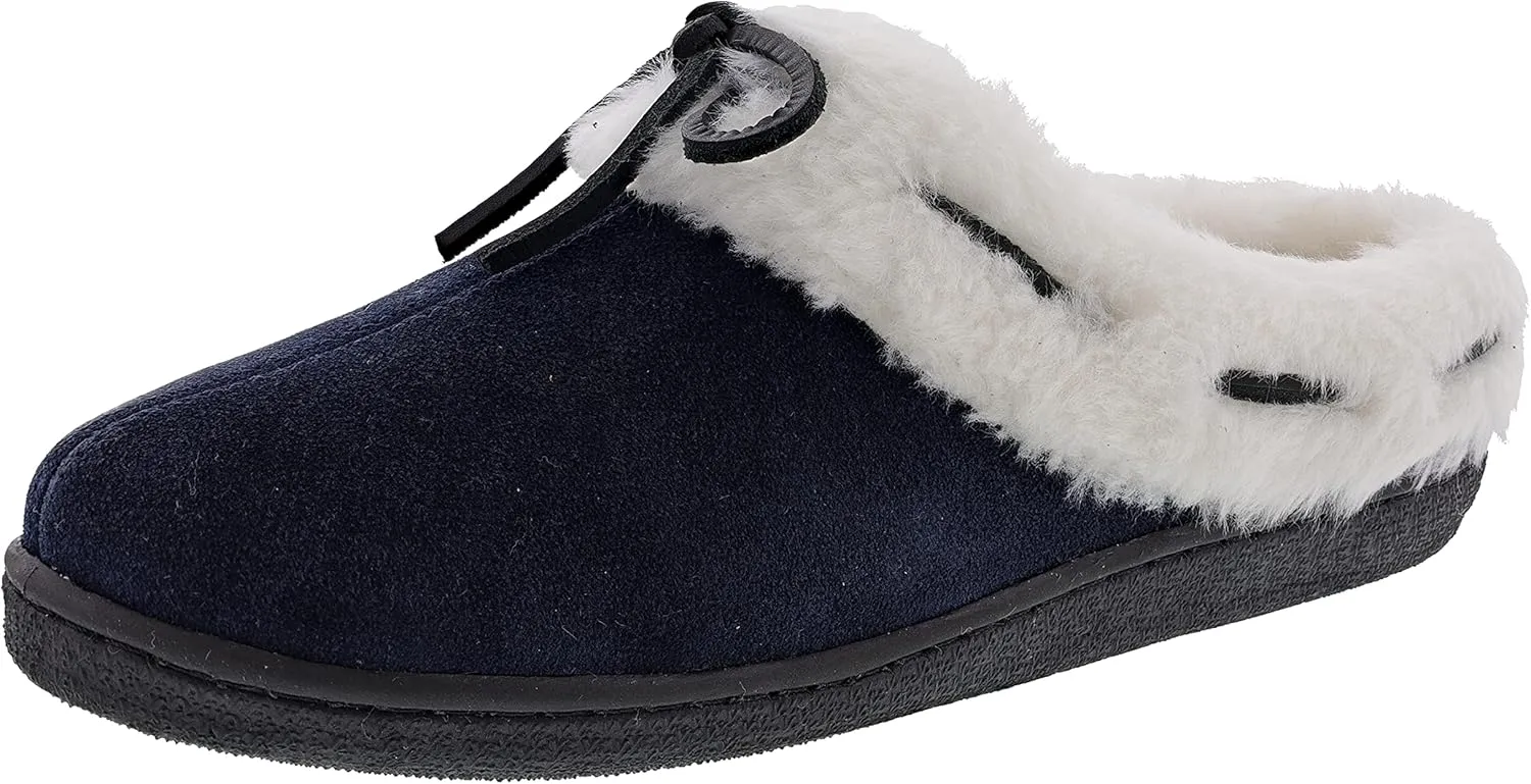 Clarks Women's Sydney Indoor Outdoor Faux Fur Slippers (9 M US, Navy Cow Suede)