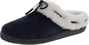 Clarks Women's Sydney Indoor Outdoor Faux Fur Slippers (9 M US, Navy Cow Suede)