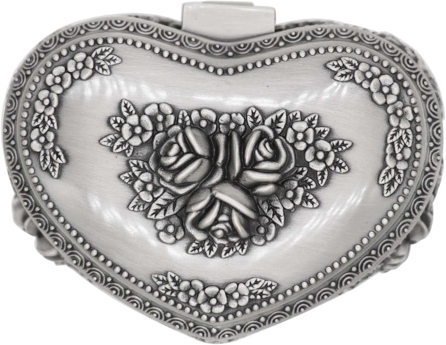 Classic Vintage Heart Shape Metal Jewelry Box Ring Trinket Storage Organizer Chest Christmas Gift, Medium
