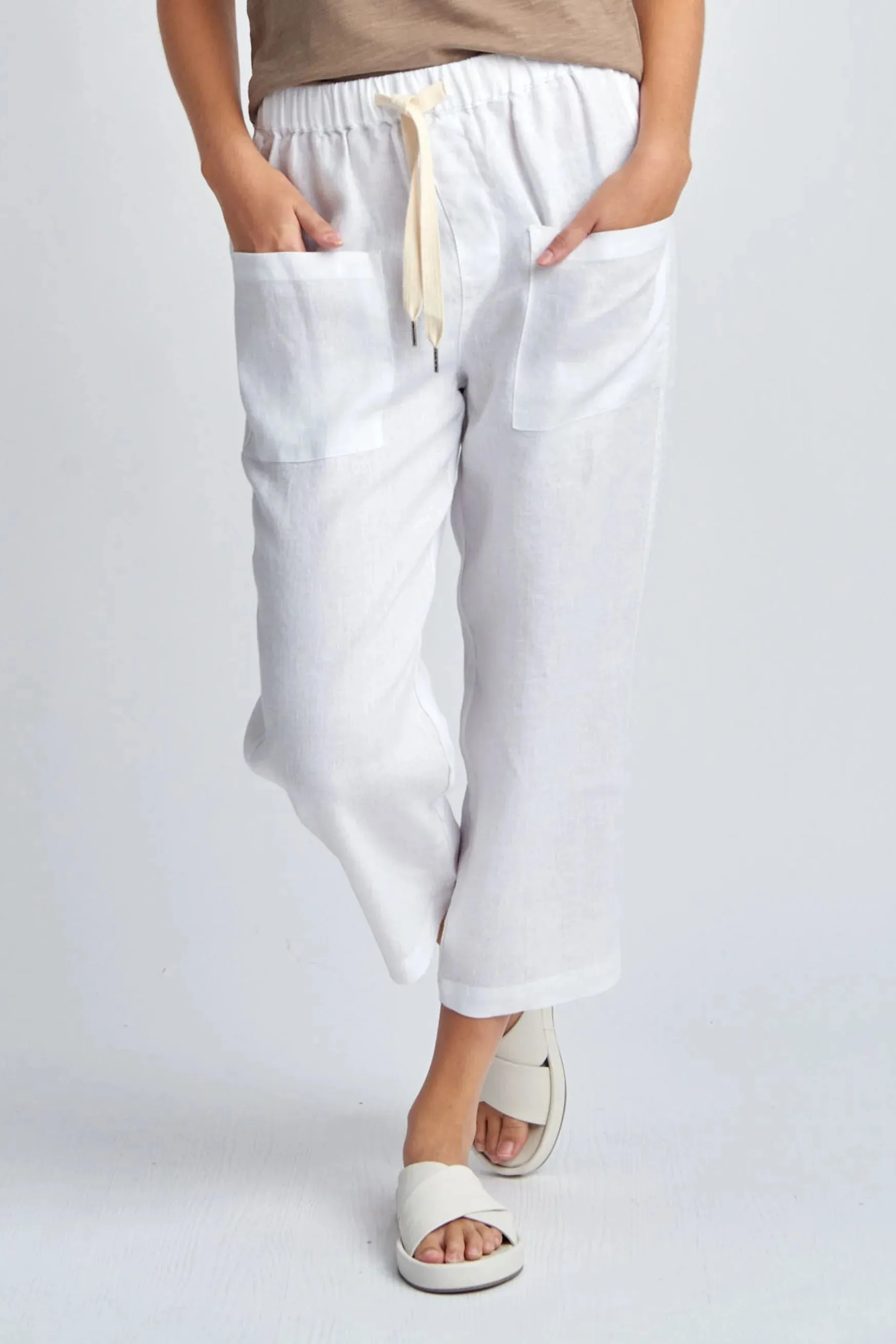 Cloth Paper Scissors  -  White linen cropped pants