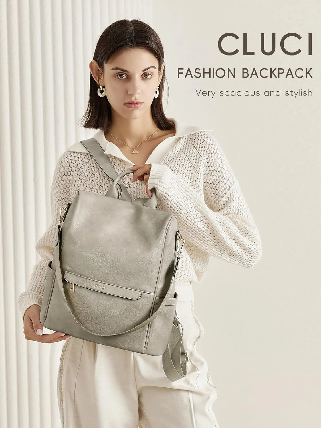 CLUCI Womens Backpack Purse Leather Anti-theft Large Fashion Designer Travel Bag Ladies Shoulder Bags