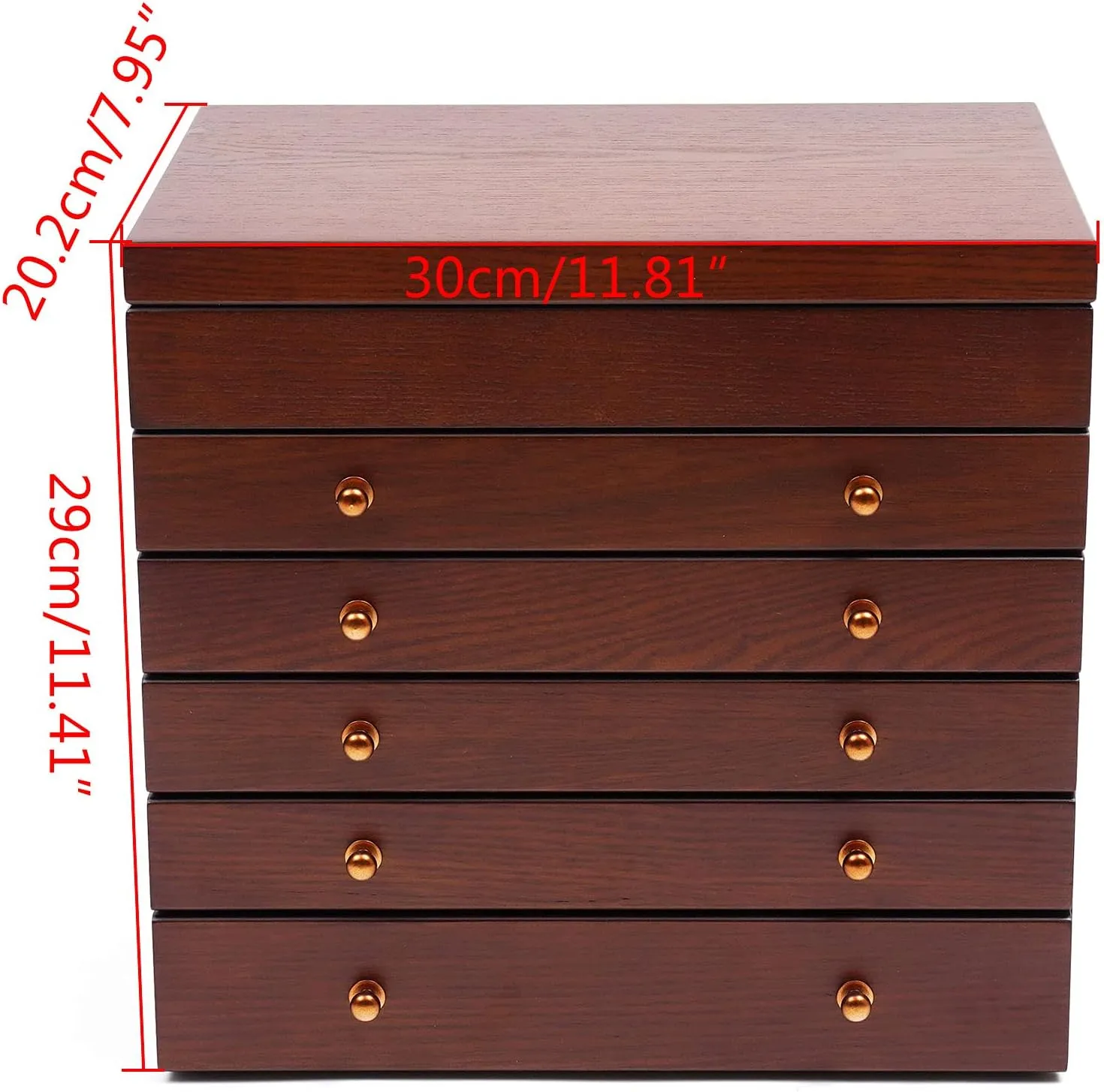 CNCEST 6 Layers Wooden Jewelry Storage Box with Mirror and Lock for Jewelries, Ring, Necklace and Watches (6-Layer)