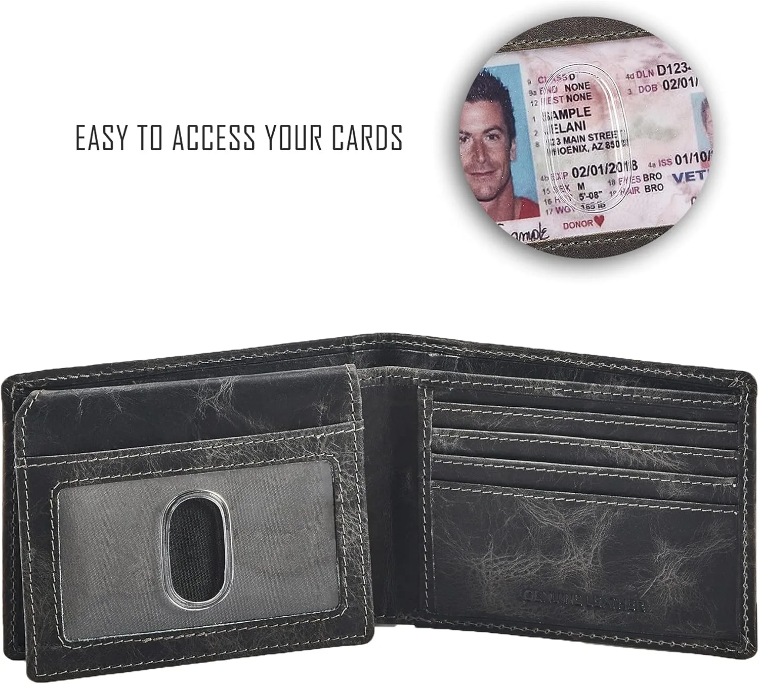 Cochoa Wallet for Men's RFID Blocking Real Leather Bifold Stylish 2 ID Window in Gift Box