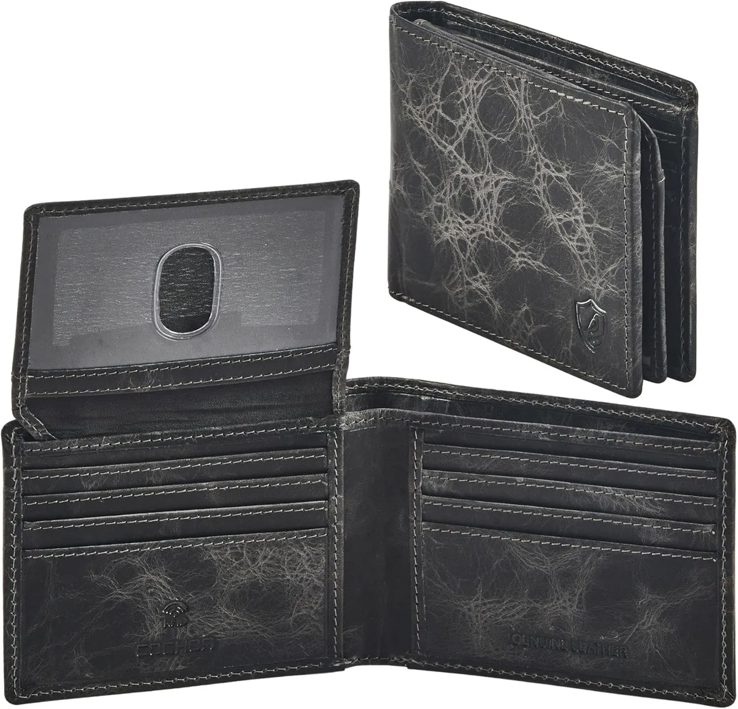 Cochoa Wallet for Men's RFID Blocking Real Leather Bifold Stylish 2 ID Window in Gift Box
