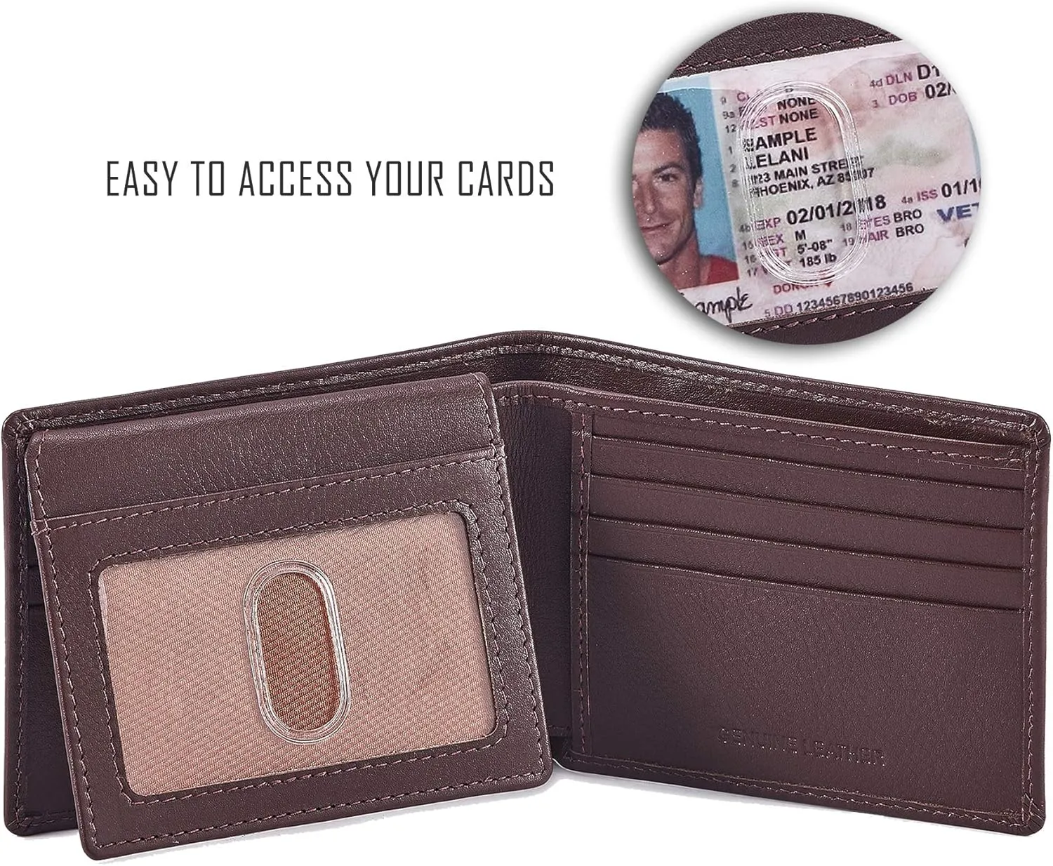 Cochoa Wallet for Men's RFID Blocking Real Leather Bifold Stylish 2 ID Window in Gift Box