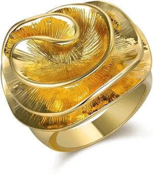 Cocktail Rings for Women Fashion 18K Gold Plated & Silver Flower Statement Ring Wedding Engagement Party Jewelry Gift