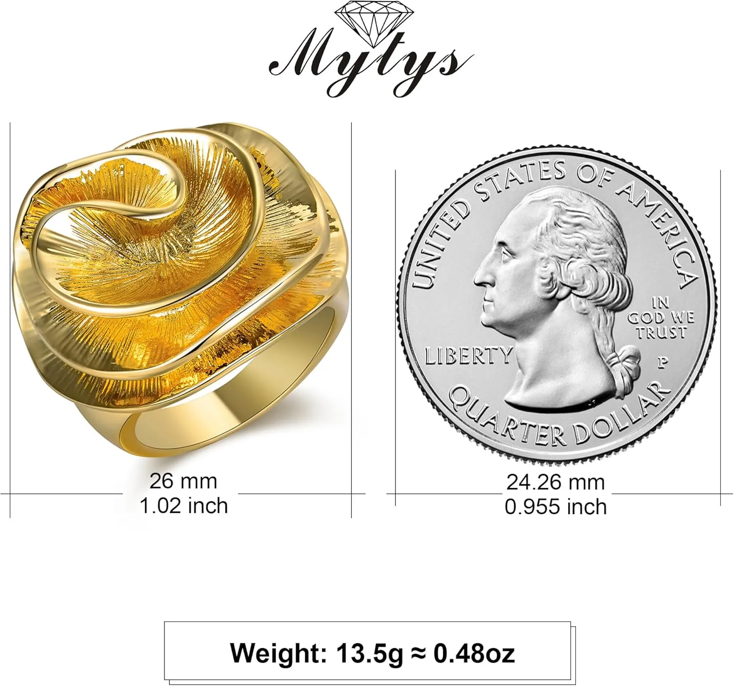 Cocktail Rings for Women Fashion 18K Gold Plated & Silver Flower Statement Ring Wedding Engagement Party Jewelry Gift