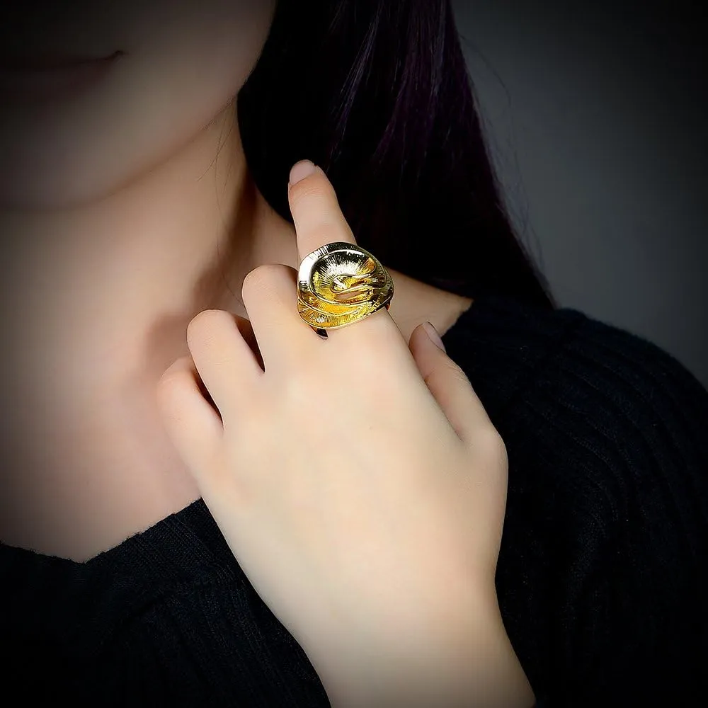 Cocktail Rings for Women Fashion 18K Gold Plated & Silver Flower Statement Ring Wedding Engagement Party Jewelry Gift