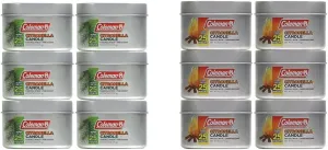 Coleman Pine and Campfire Scented 6oz Citronella Candles with Wooden Crackle Wick (Packs of 6)