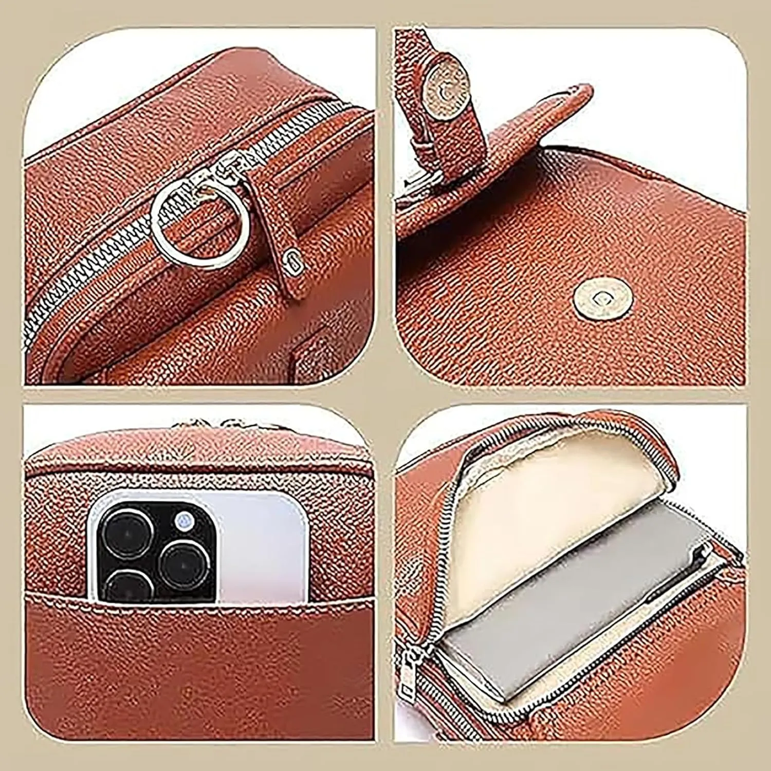 Collaborate Crossbody Leather Bag, Collaboraten1 Anti Theft Leather Bag, Mini Cell Phone Pouch with Card Slots