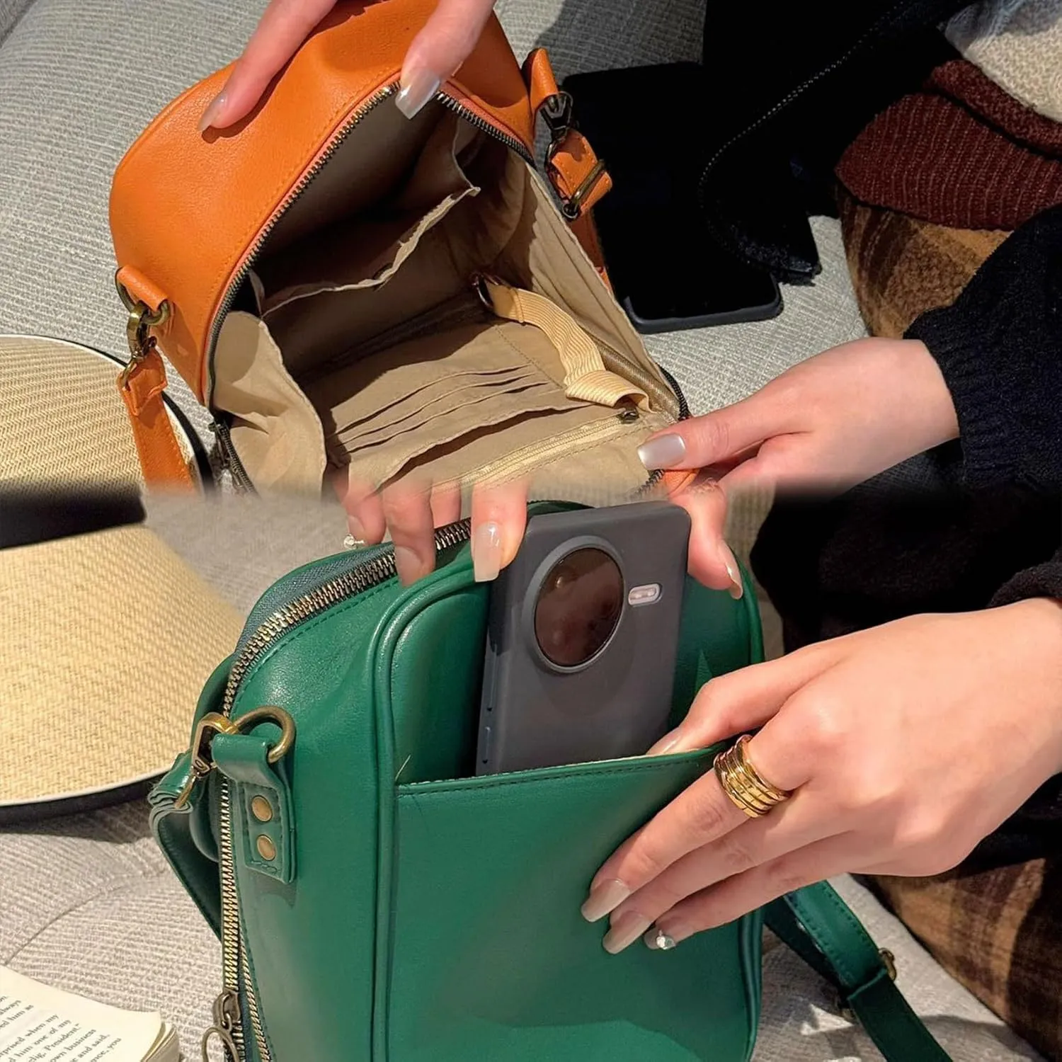 Collaboraten1 Crossbody Leather Bag, Urvash Crossbody Leather Anti Theft Bag for Women Travel