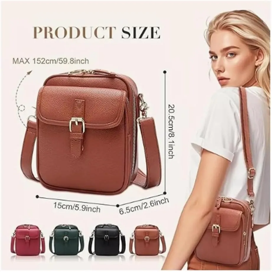 Collaboraten1 Crossbody Leather Bag,Urvashi Crossbody Bag for Women,Anti Theft Leather Bag,With Multiple Card Slots