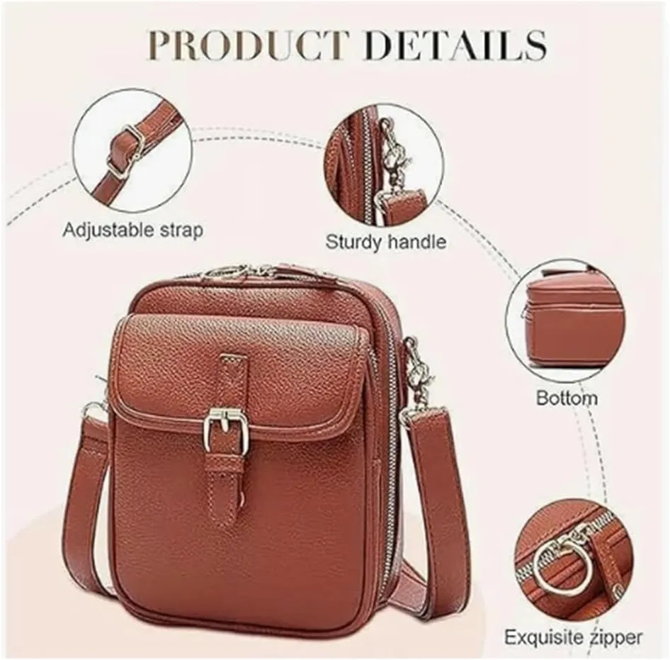 Collaboraten1 Crossbody Leather Bag,Urvashi Crossbody Bag for Women,Anti Theft Leather Bag,With Multiple Card Slots