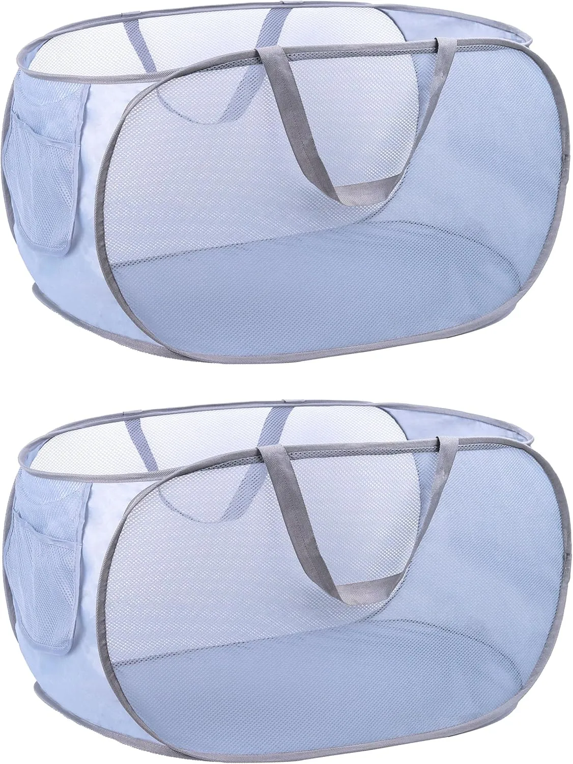 collapsible laundry baskets, Pop Up Laundry Hamper, Foldable mesh Laundry Baskets (Each with 2 Reinforced Handles) (2 Gray)……