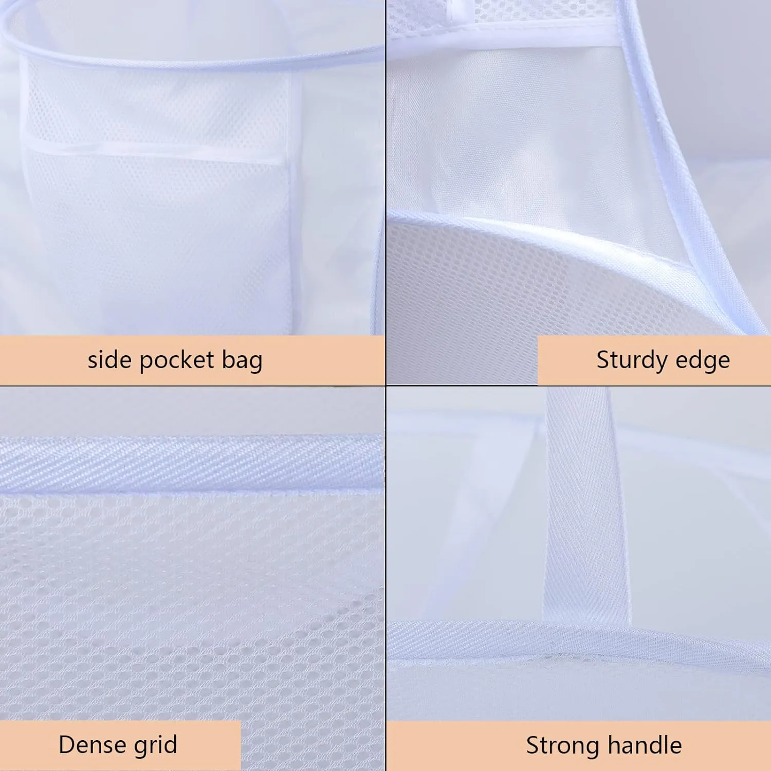 collapsible laundry baskets, Pop Up Laundry Hamper, Foldable mesh Laundry Baskets (Each with 2 Reinforced Handles) (2 White)……
