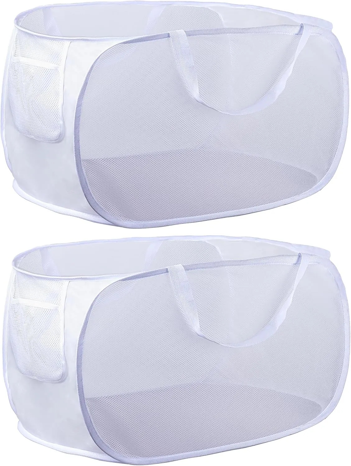 collapsible laundry baskets, Pop Up Laundry Hamper, Foldable mesh Laundry Baskets (Each with 2 Reinforced Handles) (2 White)……