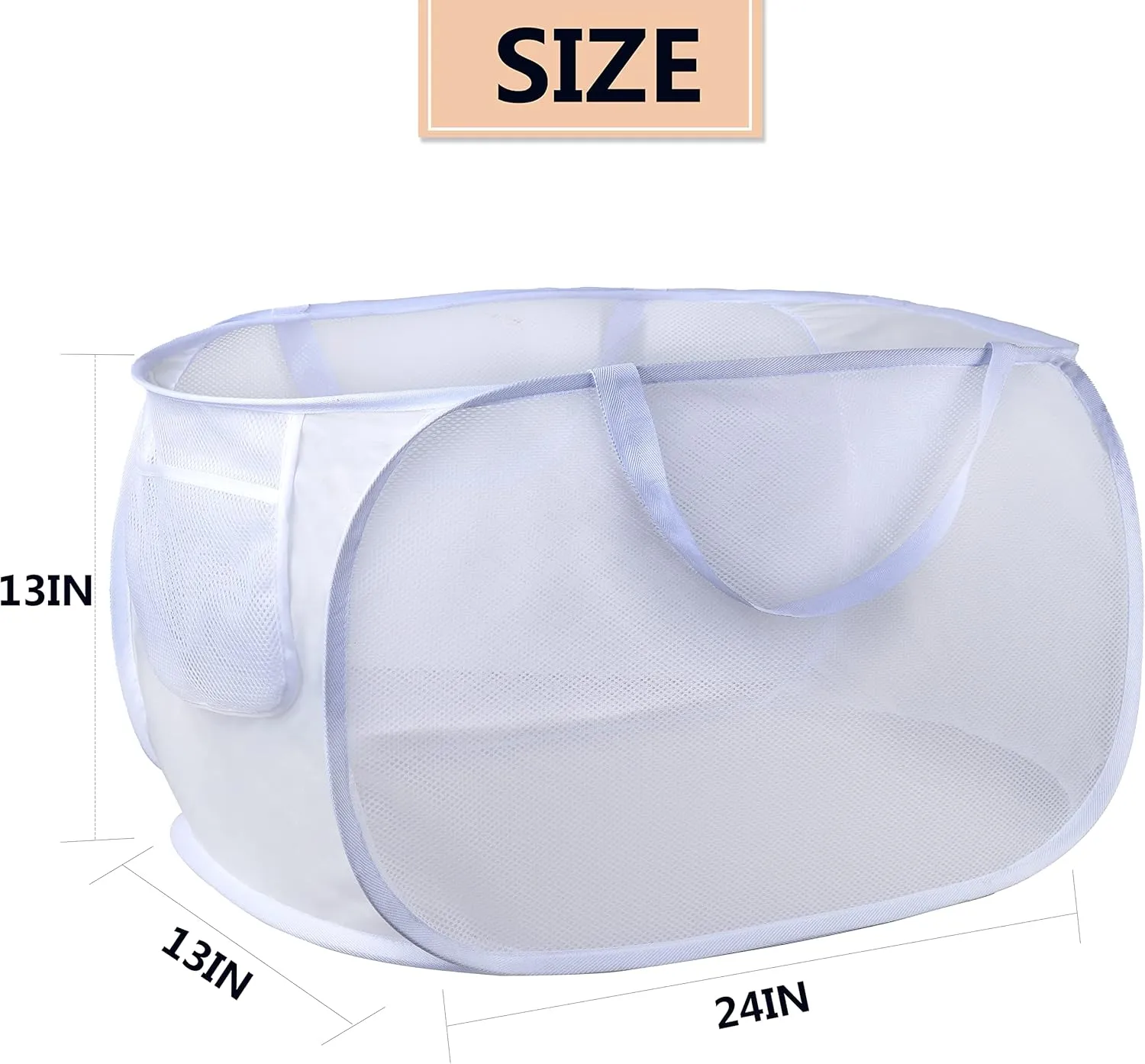 collapsible laundry baskets, Pop Up Laundry Hamper, Foldable mesh Laundry Baskets (Each with 2 Reinforced Handles) (2 White)……