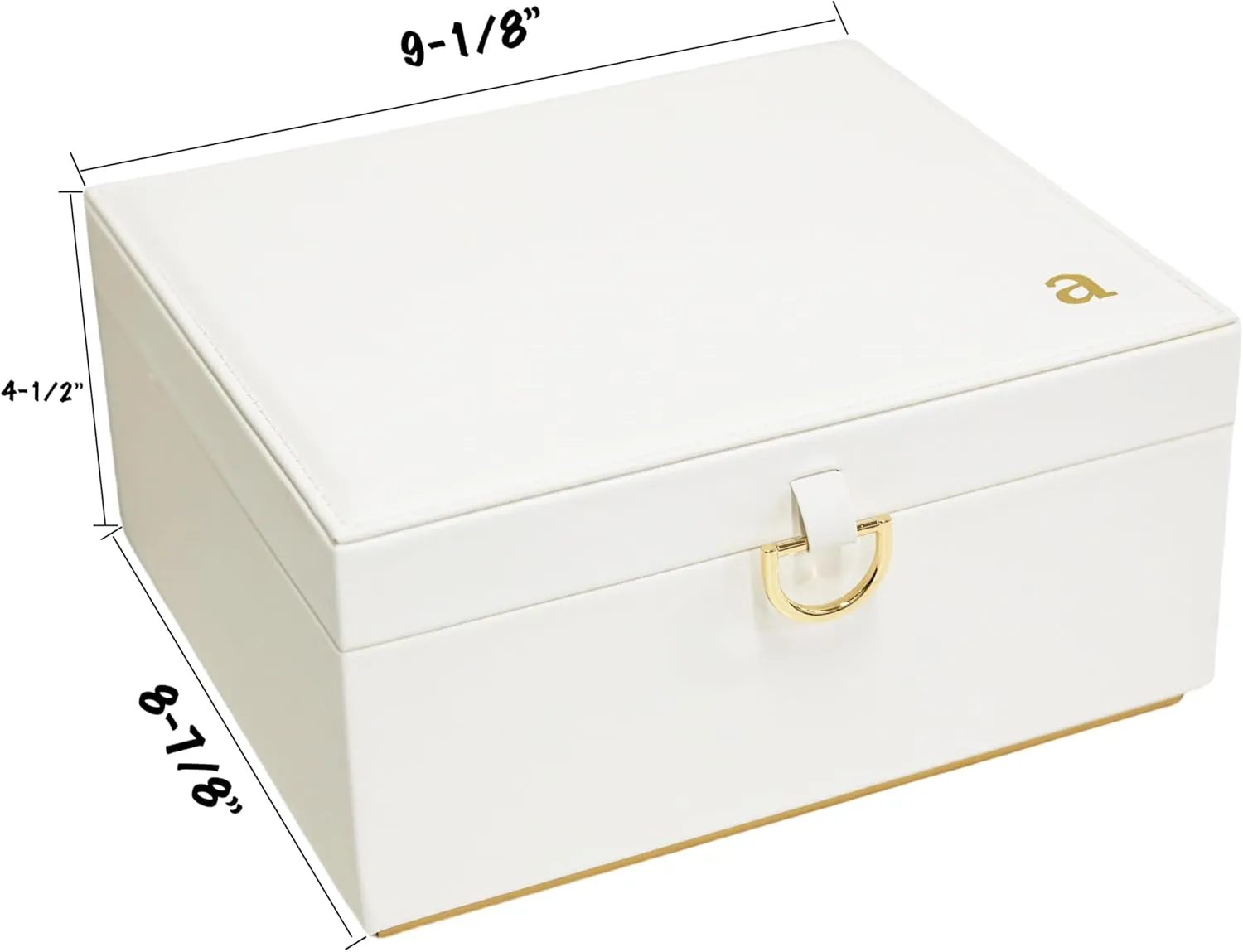 COLLECTIVE HOME - Monogram Jewelry Box with Mirror, Custom Gold Letter Engraving, Elegant Jewelry Organizer with Removable Tray, Gift for Mother’s Day, Girlfriend, Birthday (r)