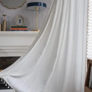 ColorBird Boho Curtains for Bedroom, White Curtains 84 inches Long, 2 Panels Embroidered Darkening Window Treatment for Dining Office Living Room Sliding Glass Door