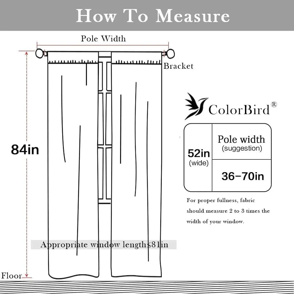 ColorBird Boho Curtains for Bedroom, White Curtains 84 inches Long, 2 Panels Embroidered Darkening Window Treatment for Dining Office Living Room Sliding Glass Door