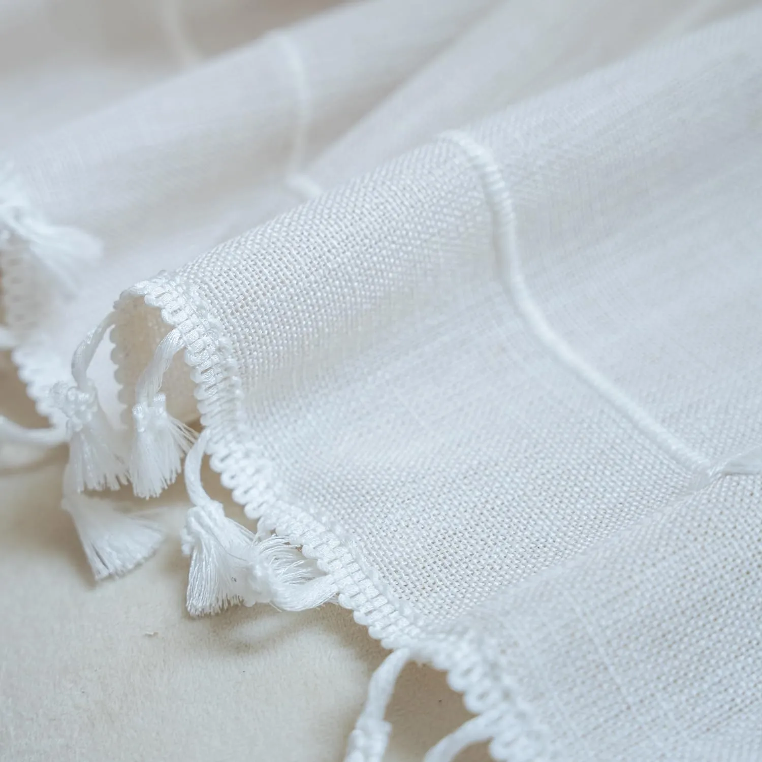 ColorBird White Window Curtains, 2 Panels 63 Inch Farmhouse Window Curtains for Living Room, Embroidery Lattice Linen Darkening Curtain for Dining Bedroom