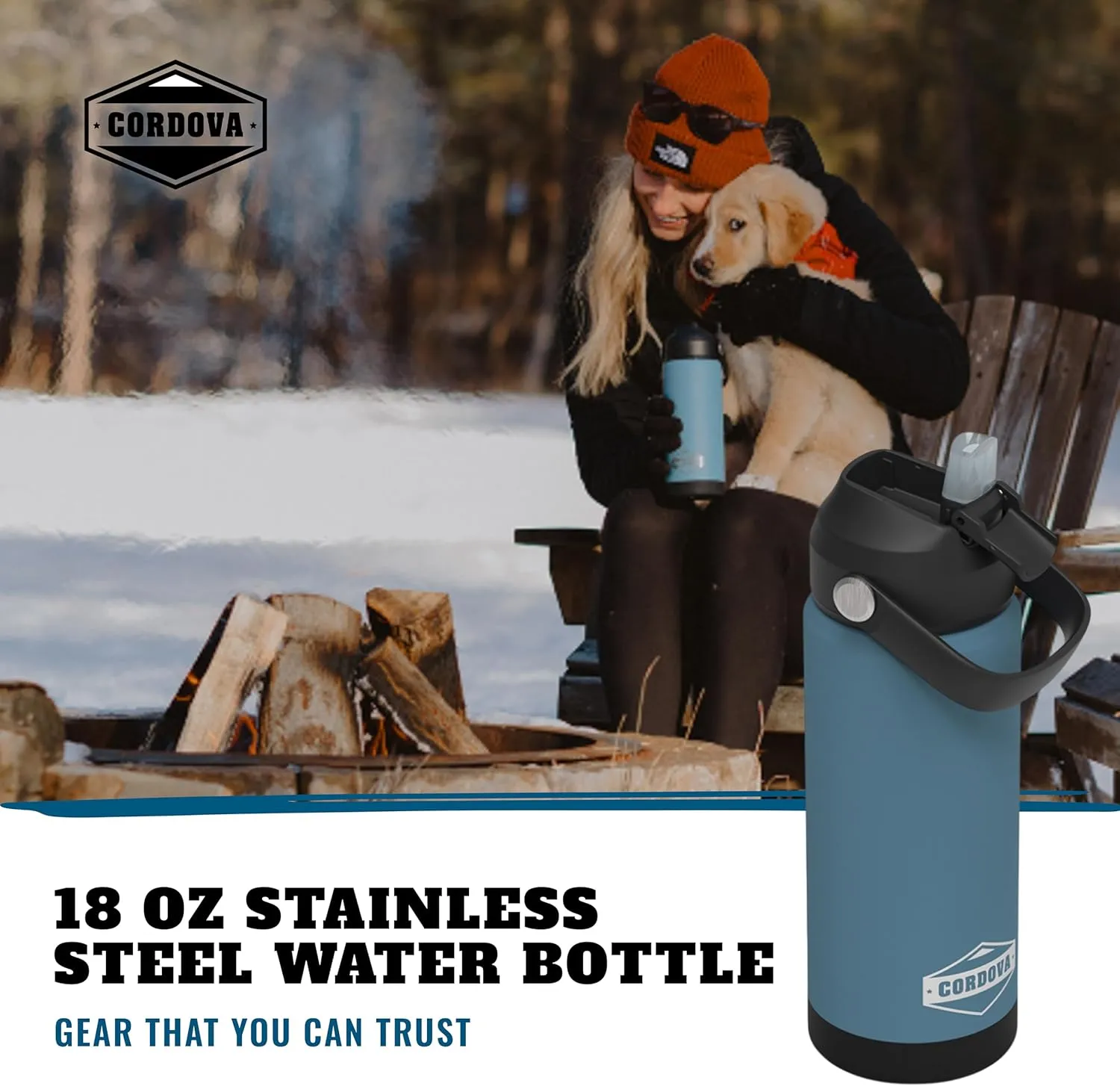 Cordova Outdoors Trailhead Class Water Bottle, Yonder, 18 oz