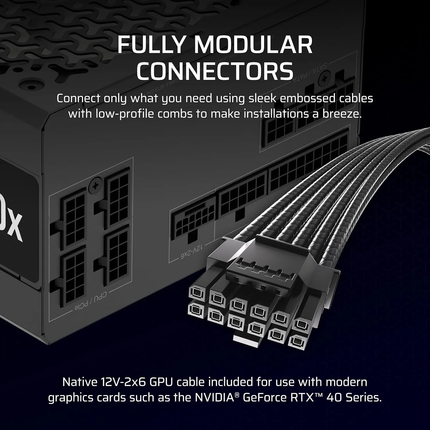 CORSAIR RM750x Fully Modular Low-Noise ATX Power Supply – ATX 3.1 Compliant – PCIe 5.1 Support – Cybenetics Gold Efficiency – Native 12V-2x6 Connector – Black