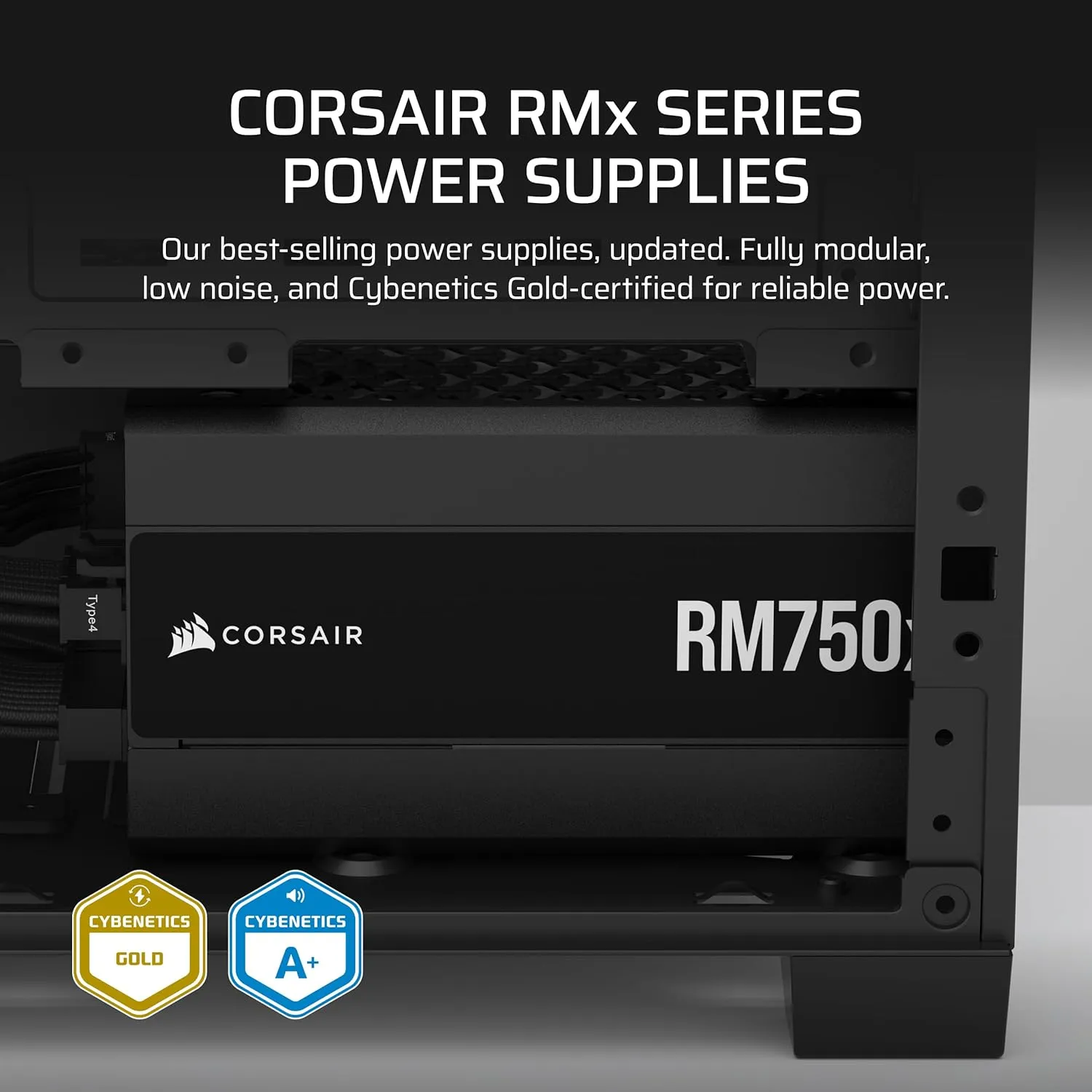 CORSAIR RM750x Fully Modular Low-Noise ATX Power Supply – ATX 3.1 Compliant – PCIe 5.1 Support – Cybenetics Gold Efficiency – Native 12V-2x6 Connector – Black