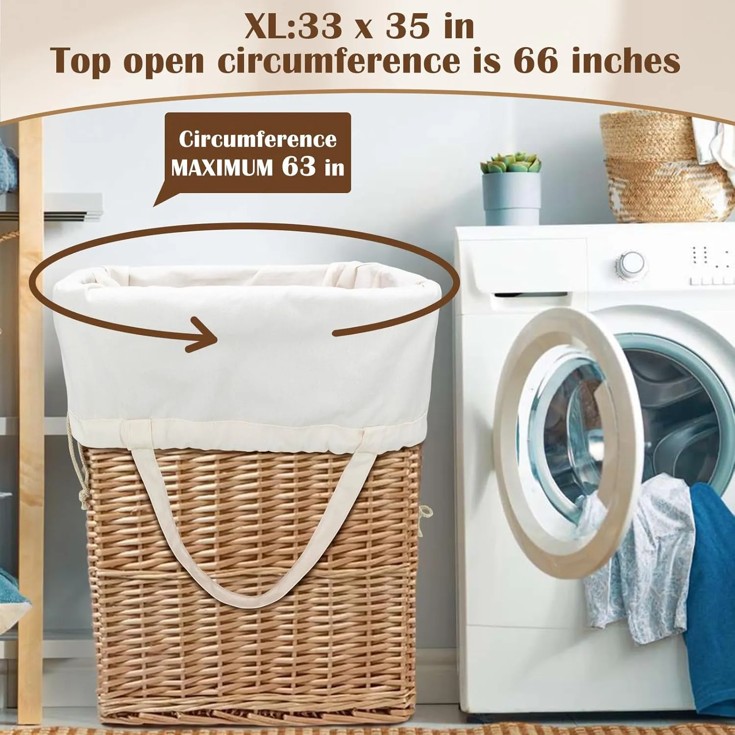Cotton Laundry Bag with Handles and Sturdy Canvas Fabric, Extra Large Heavy Duty Washable Laundry Bag Basket Liner Hamper Liner for Travel, Camp, College (XL, 2 Pack)
