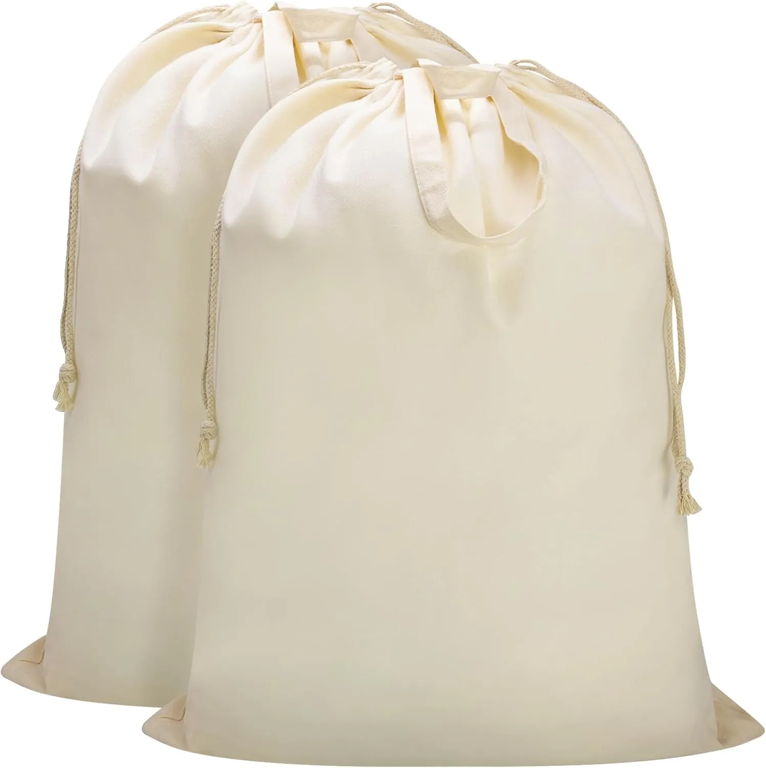 Cotton Laundry Bag with Handles and Sturdy Canvas Fabric, Extra Large Heavy Duty Washable Laundry Bag Basket Liner Hamper Liner for Travel, Camp, College (XL, 2 Pack)