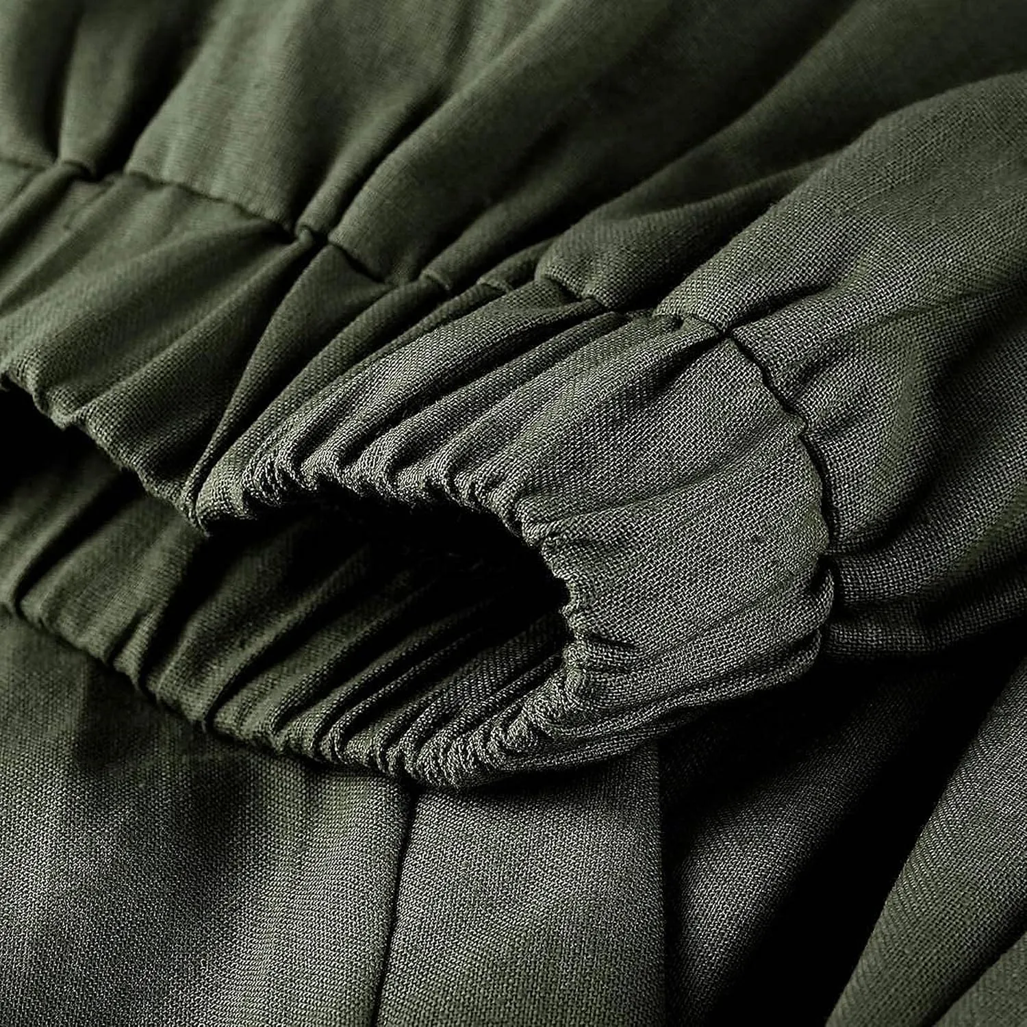 Cotton Linen Pants for Women Summer Casual Capri Pants Waist Elastic Comfy Loose Women's Palazzo Trousers with Pockets